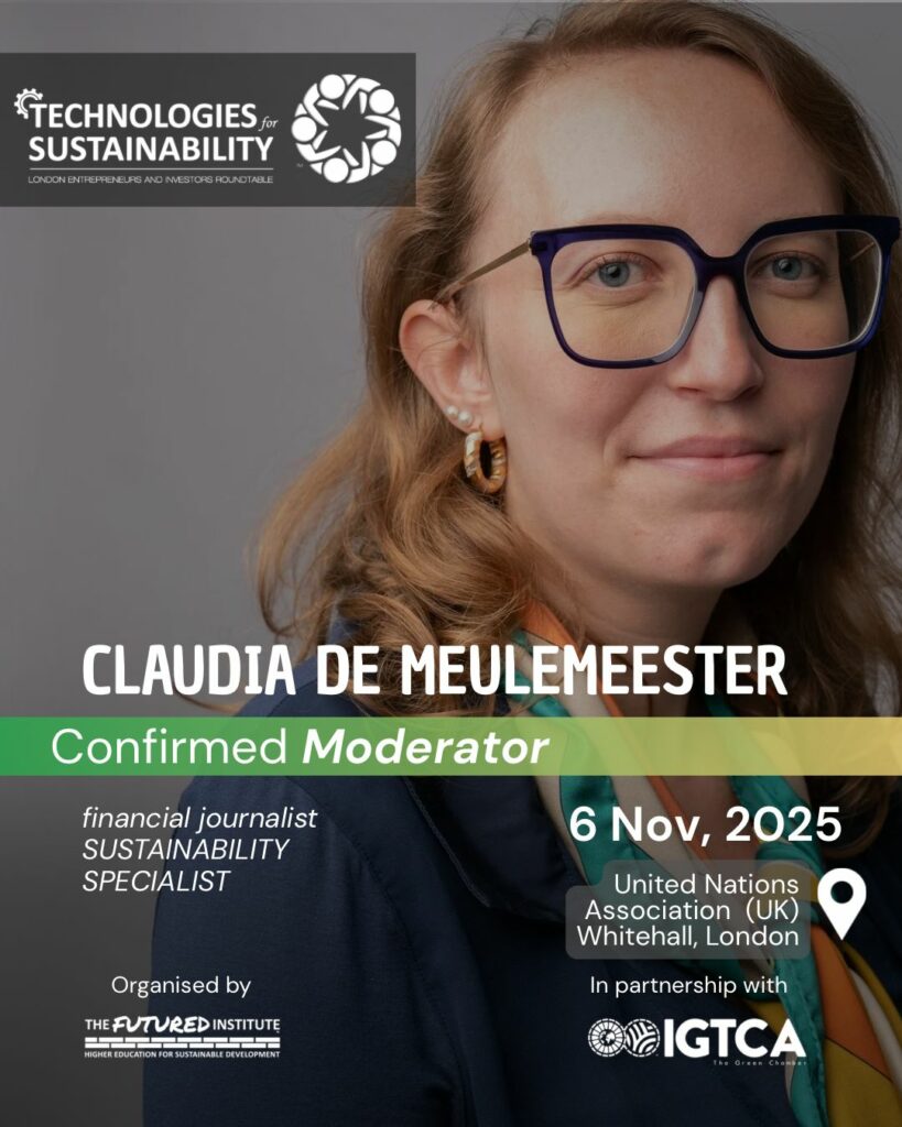 Claudia A. R. De Meulemeester to Moderate Technologies for Sustainability – London 2025 Claudia A. R. De Meulemeester to Moderate Technologies for Sustainability – London 2025
